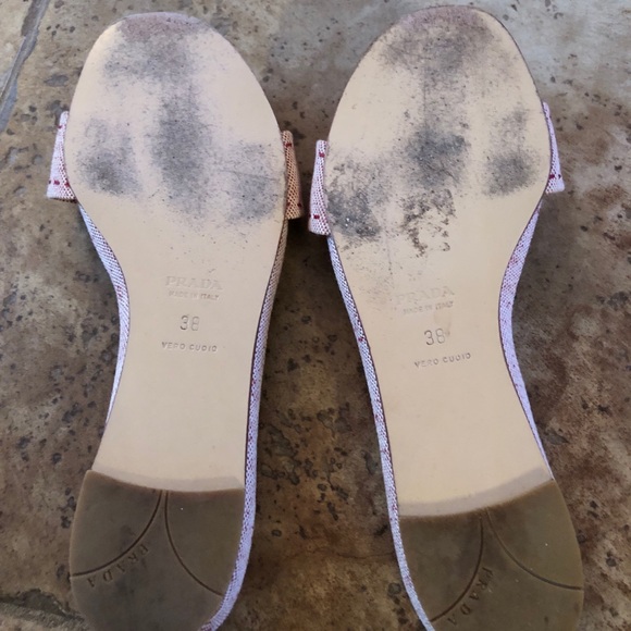 Prada Slide Round Toe Sandals Metal Logo 38/8 - Picture 11 of 13